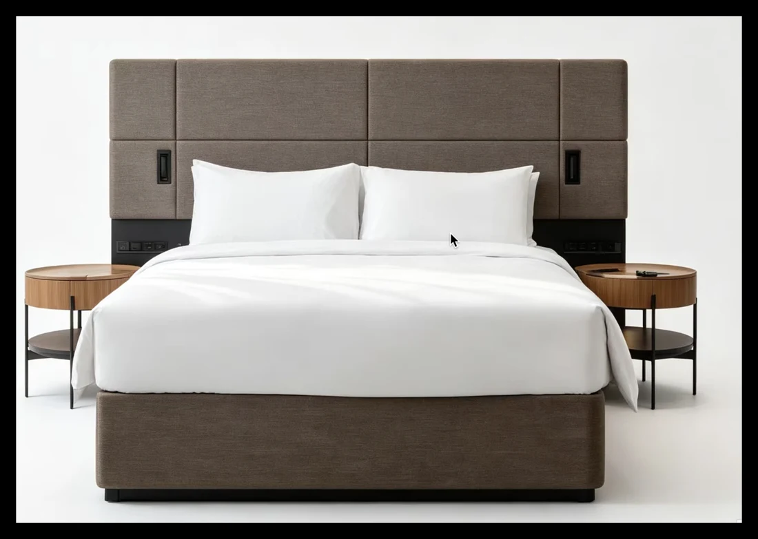 Upholstered guestroom bed