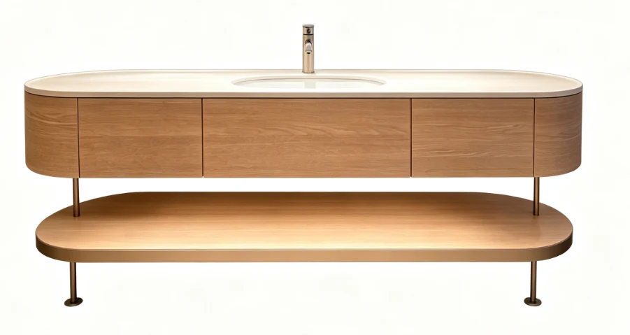 Rounded freestanding vanity