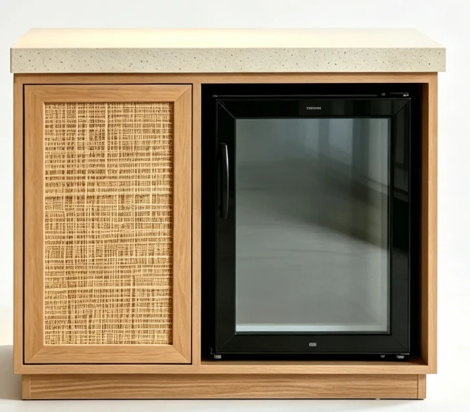 Cane-front minibar cabinet